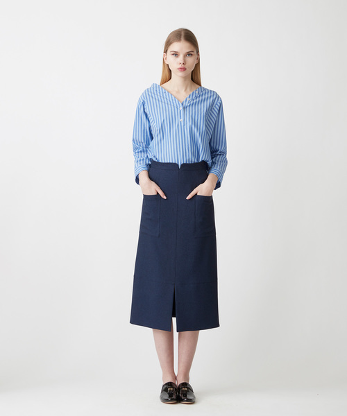 Velvet BY NOISE MAKER（ベルベッドバイノイズメーカー）の「ポケットタイトスカート（スカート・レディース・ネイビー/ライトベージュ/ピンク・36/38）」の4枚目の写真