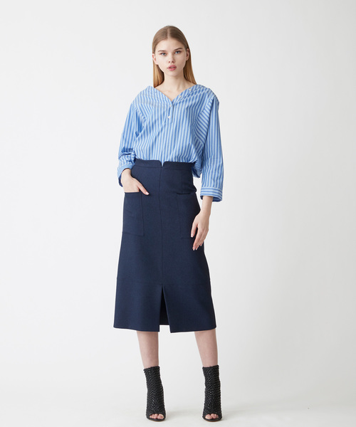 Velvet BY NOISE MAKER（ベルベッドバイノイズメーカー）の「ポケットタイトスカート（スカート・レディース・ネイビー/ライトベージュ/ピンク・36/38）」の8枚目の写真