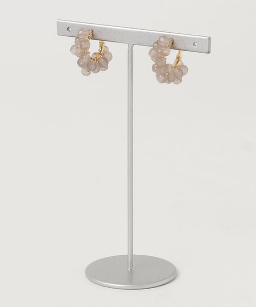 【marinaJEWELRY】Gray Chalcedony W wrapped earring（イヤリング）｜TONE SELECT GOODS（トーンセレクトグッズ）