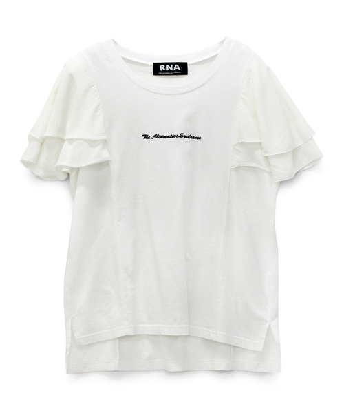 RNA(アールエヌエー)の「M0888 デザインスリーブプルオーバー(Tシャツ/カットソー・レディース・オフホワイト/スミクロ/イエロー/ピンク・MEDIUM)」の2枚目の写真