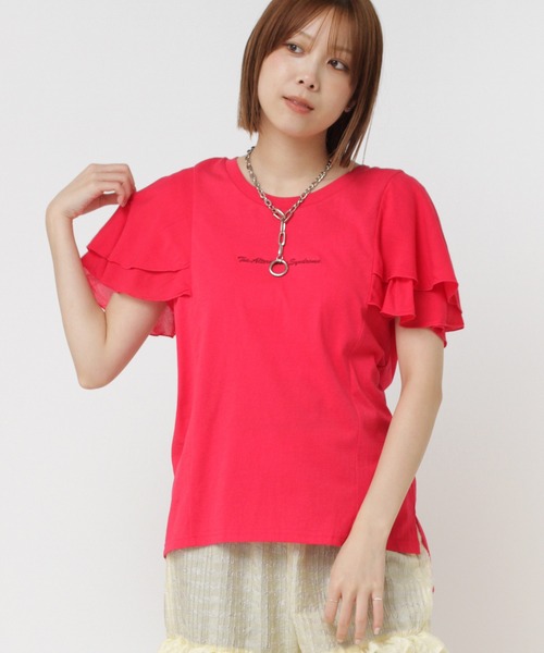 RNA(アールエヌエー)の「M0888 デザインスリーブプルオーバー(Tシャツ/カットソー・レディース・オフホワイト/スミクロ/イエロー/ピンク・MEDIUM)」の1枚目の写真