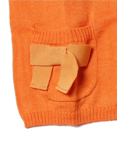 green label relaxing（グリーンレーベルリラクシング）の「○△【BABY】リボンポケット カーディガン 7分袖 ◆（その他ベビー用品・キッズ・オレンジ/イエロー・85cm）」の6枚目の写真
