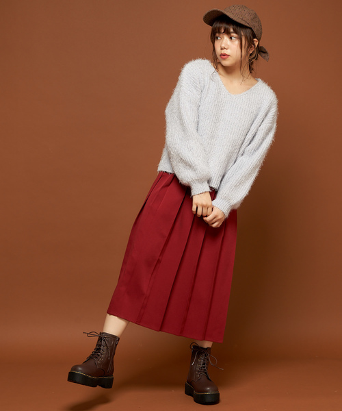 OLIVE des OLIVE（オリーブデオリーブ）の「[再入荷決定!]　ロングプリーツスカート（スカート・レディース・ベージュ/ネイビー/レッド・FREE）」の22枚目の写真