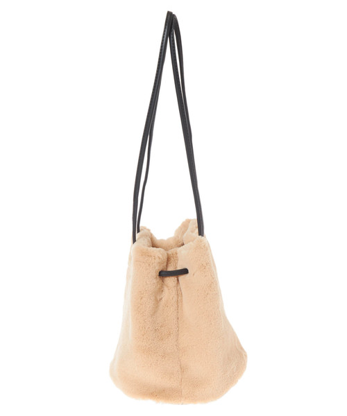 Edit Sheen（エディットシーン）の「ファー巾着バッグ（ハンドバッグ・レディース・ブラック/ベージュ・FREE）」の7枚目の写真