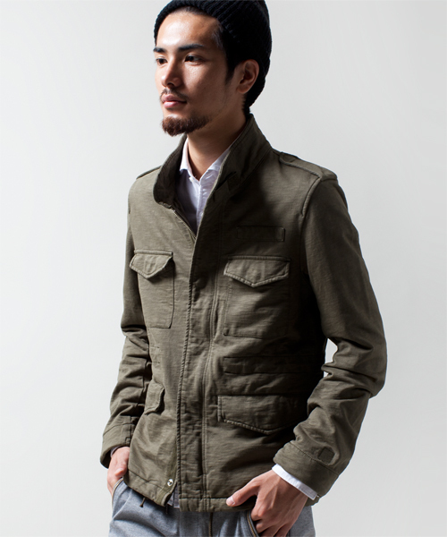 NANO universe（ナノユニバース）の「スラブJersey M-65（ミリタリージャケット・メンズ・ブラック/オリーブ・SMALL/MEDIUM/LARGE）」の2枚目の写真