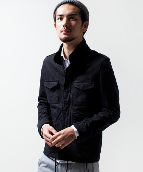 NANO universe（ナノユニバース）の「スラブJersey M-65（ミリタリージャケット・メンズ・ブラック/オリーブ・SMALL/MEDIUM/LARGE）」の3枚目の写真