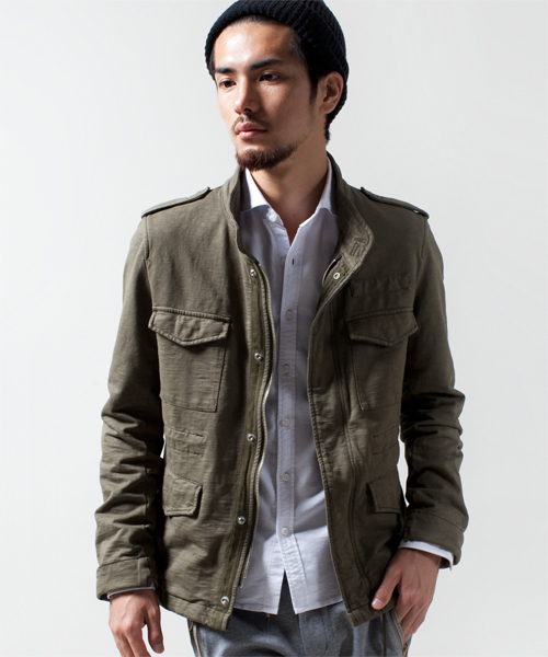 NANO universe（ナノユニバース）の「スラブJersey M-65（ミリタリージャケット・メンズ・ブラック/オリーブ・SMALL/MEDIUM/LARGE）」の4枚目の写真