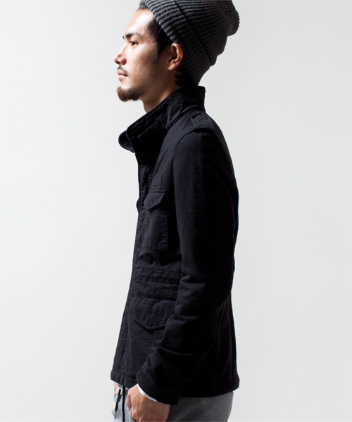 NANO universe（ナノユニバース）の「スラブJersey M-65（ミリタリージャケット・メンズ・ブラック/オリーブ・SMALL/MEDIUM/LARGE）」の5枚目の写真