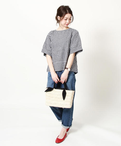 coen（コーエン）の「【WEB限定復刻】フレンチリネンバックリボンブラウス（シャツ/ブラウス・レディース・チェック/ネイビー/ブラック・FREE）」の12枚目の写真