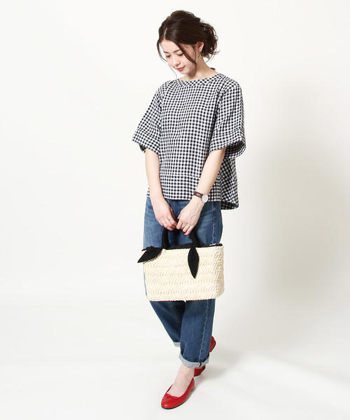 coen（コーエン）の「【WEB限定復刻】フレンチリネンバックリボンブラウス（シャツ/ブラウス・レディース・チェック/ネイビー/ブラック・FREE）」の13枚目の写真