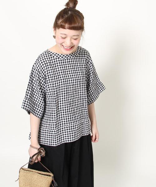 coen（コーエン）の「【WEB限定復刻】フレンチリネンバックリボンブラウス（シャツ/ブラウス・レディース・チェック/ネイビー/ブラック・FREE）」の16枚目の写真