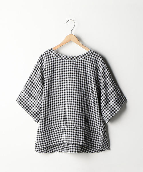 coen（コーエン）の「【WEB限定復刻】フレンチリネンバックリボンブラウス（シャツ/ブラウス・レディース・チェック/ネイビー/ブラック・FREE）」の10枚目の写真