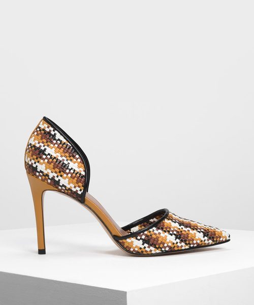 CHARLES & KEITH(チャールズ & キース)の「ラフィアドルセイヒール / Raffia D'orsay Heels(パンプス・レディース・ブラック/ブラウン/ベビーピンク・22.5cm/23cm/23.5cm/24.5cm/25cm)」の3枚目の写真