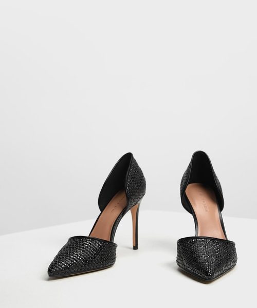 CHARLES & KEITH(チャールズ & キース)の「ラフィアドルセイヒール / Raffia D'orsay Heels(パンプス・レディース・ブラック/ブラウン/ベビーピンク・22.5cm/23cm/23.5cm/24.5cm/25cm)」の5枚目の写真
