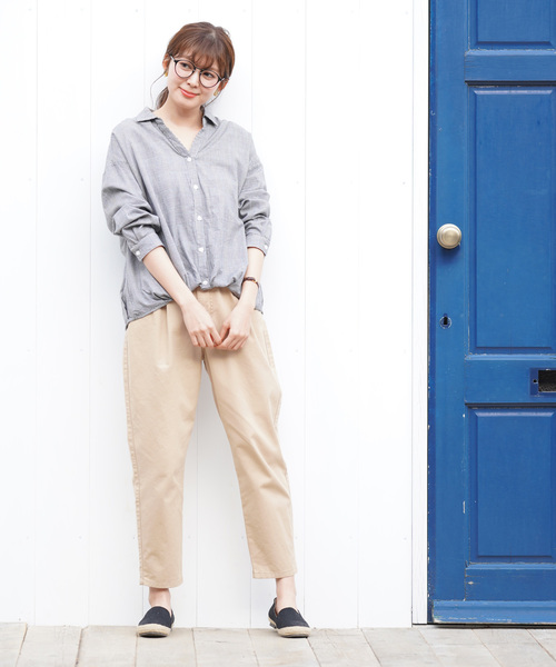 rps（アールピーエス）の「裾タック前開きシャツ（シャツ/ブラウス・レディース・ピンク/ベージュ/オフホワイト/ブラック・M）」の9枚目の写真