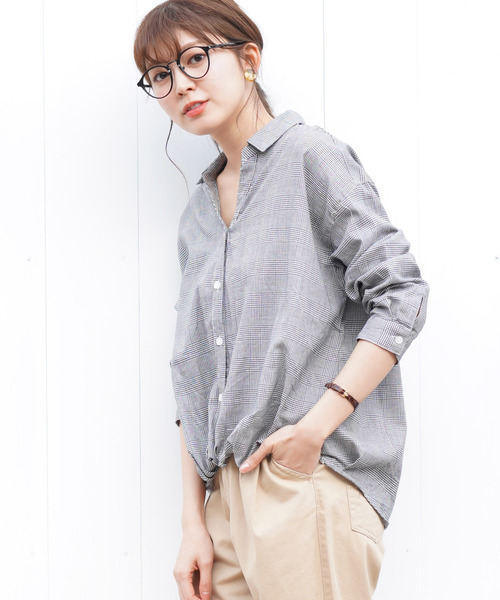 rps（アールピーエス）の「裾タック前開きシャツ（シャツ/ブラウス・レディース・ピンク/ベージュ/オフホワイト/ブラック・M）」の8枚目の写真