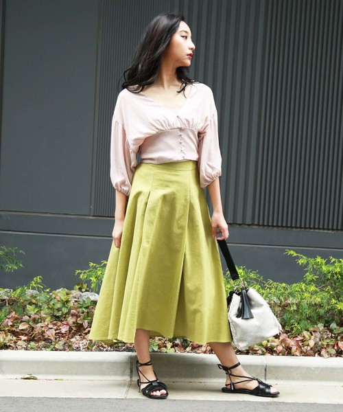 FREE'S MART（フリーズマート）の「麻調合繊前後差フレアスカート（スカート・レディース・ベージュ/ピンク/イエロー・FREE）」の13枚目の写真