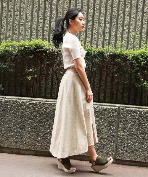 FREE'S MART（フリーズマート）の「麻調合繊前後差フレアスカート（スカート・レディース・ベージュ/ピンク/イエロー・FREE）」の14枚目の写真