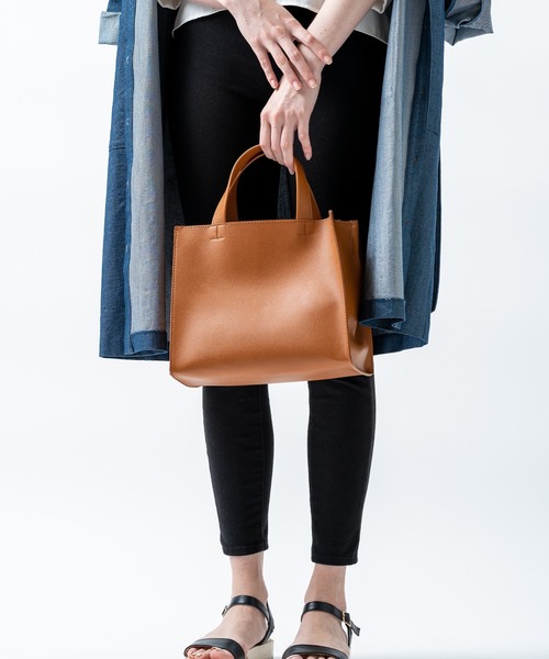 MURA（ムラ）の「PU(合成皮革) スクエア 高見え ミニ トートバッグ（トートバッグ・レディース・ブラック/ダークブラウン/ネイビー/グレー/キャメル/ベージュ・FREE）」の19枚目の写真