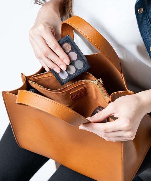 MURA（ムラ）の「PU(合成皮革) スクエア 高見え ミニ トートバッグ（トートバッグ・レディース・ブラック/ダークブラウン/ネイビー/グレー/キャメル/ベージュ・FREE）」の17枚目の写真