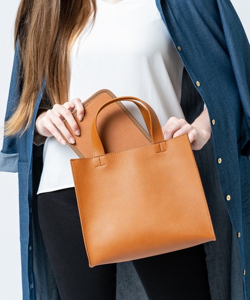 MURA（ムラ）の「PU(合成皮革) スクエア 高見え ミニ トートバッグ