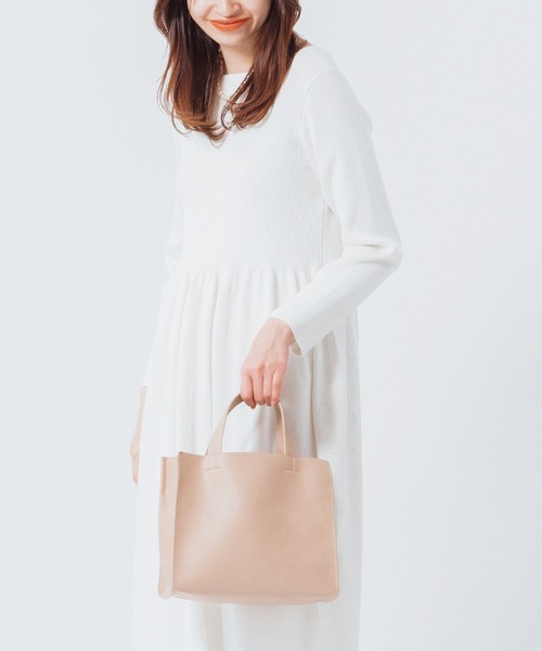 MURA（ムラ）の「PU(合成皮革) スクエア 高見え ミニ トートバッグ（トートバッグ・レディース・ブラック/ダークブラウン/ネイビー/グレー/キャメル/ベージュ・FREE）」の8枚目の写真