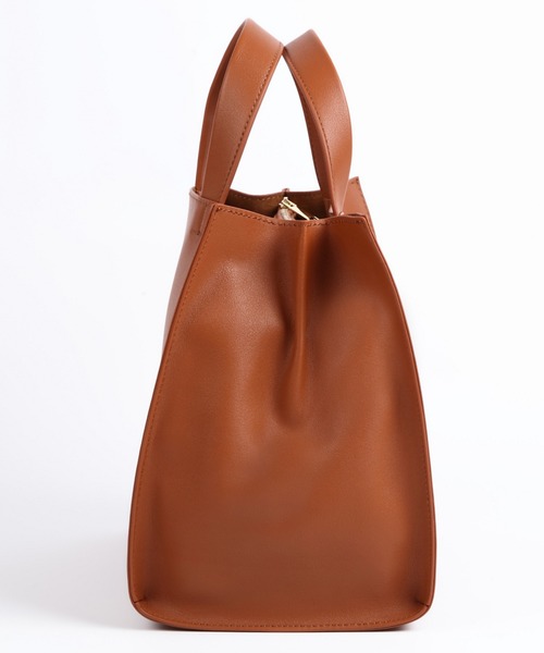 MURA（ムラ）の「PU(合成皮革) スクエア 高見え ミニ トートバッグ（トートバッグ・レディース・ブラック/ダークブラウン/ネイビー/グレー/キャメル/ベージュ・FREE）」の14枚目の写真