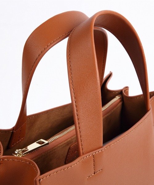 MURA（ムラ）の「PU(合成皮革) スクエア 高見え ミニ トートバッグ（トートバッグ・レディース・ブラック/ダークブラウン/ネイビー/グレー/キャメル/ベージュ・FREE）」の13枚目の写真