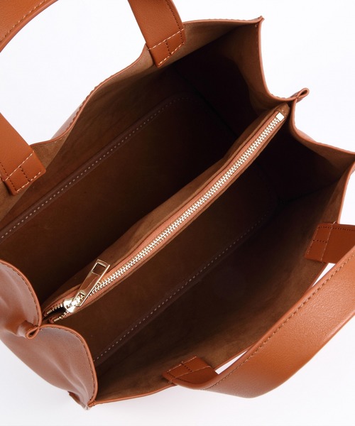 MURA（ムラ）の「PU(合成皮革) スクエア 高見え ミニ トートバッグ（トートバッグ・レディース・ブラック/ダークブラウン/ネイビー/グレー/キャメル/ベージュ・FREE）」の12枚目の写真