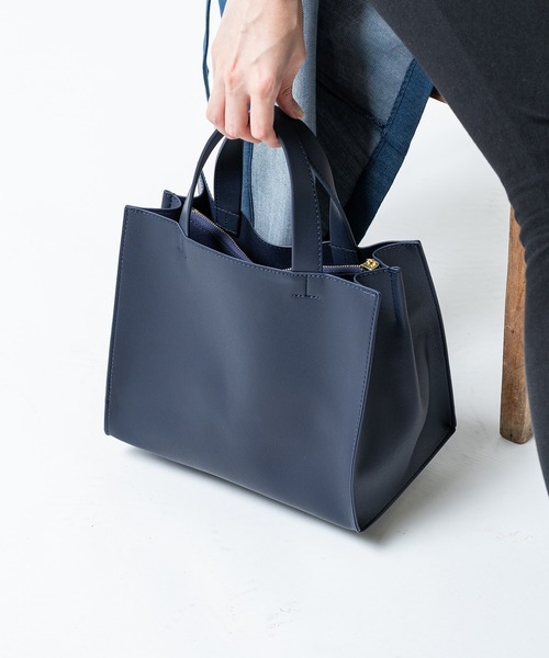 MURA（ムラ）の「PU(合成皮革) スクエア 高見え ミニ トートバッグ