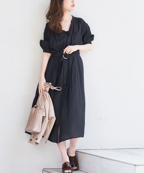 natural couture（ナチュラルクチュール）の「たっぷりギャザーガウンワンピース（ワンピース・レディース・ブラック/オフホワイト/ミント/ボルドー/ベージュ系その他・FREE）」の16枚目の写真