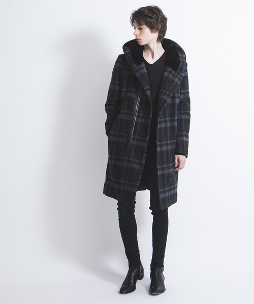 5351 POUR LES HOMMES(ゴーサンゴーイチプールオム)の「【Lanificio F.lli Mannelle社】フーディーコート(ステンカラーコート・メンズ・チャコールグレー/ブラック・44/46/48/50)」の22枚目の写真