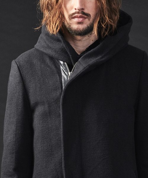 5351 POUR LES HOMMES(ゴーサンゴーイチプールオム)の「【Lanificio F.lli Mannelle社】フーディーコート(ステンカラーコート・メンズ・チャコールグレー/ブラック・44/46/48/50)」の12枚目の写真