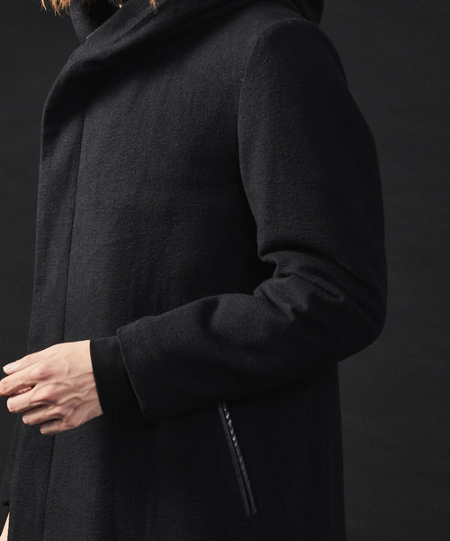 5351 POUR LES HOMMES(ゴーサンゴーイチプールオム)の「【Lanificio F.lli Mannelle社】フーディーコート(ステンカラーコート・メンズ・チャコールグレー/ブラック・44/46/48/50)」の14枚目の写真