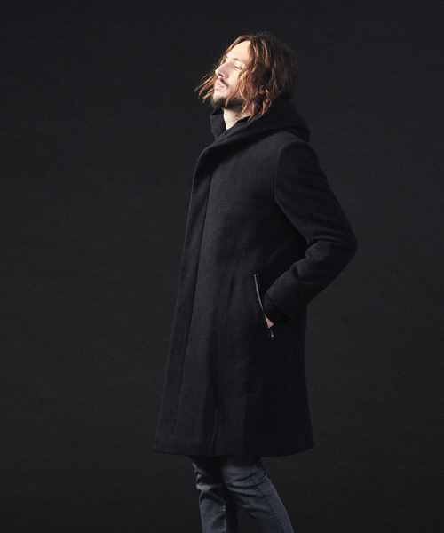 5351 POUR LES HOMMES(ゴーサンゴーイチプールオム)の「【Lanificio F.lli Mannelle社】フーディーコート(ステンカラーコート・メンズ・チャコールグレー/ブラック・44/46/48/50)」の7枚目の写真