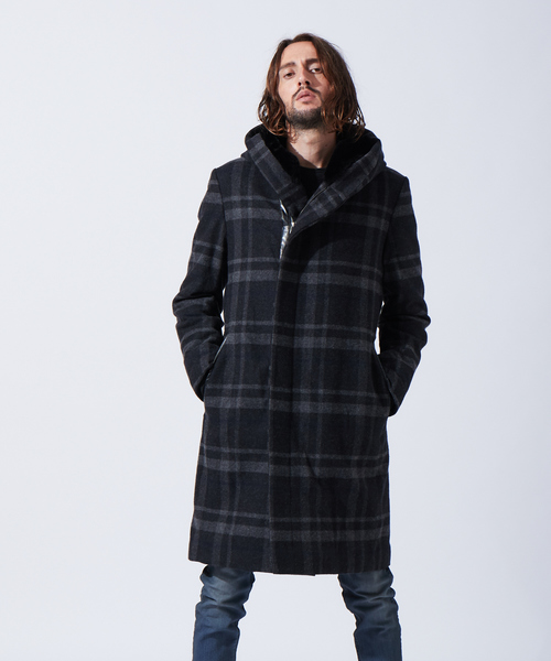 5351 POUR LES HOMMES(ゴーサンゴーイチプールオム)の「【Lanificio F.lli Mannelle社】フーディーコート(ステンカラーコート・メンズ・チャコールグレー/ブラック・44/46/48/50)」の8枚目の写真