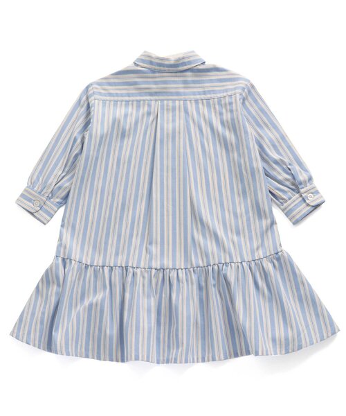 apres les cours（アプレレクール）の「/ストライプシャツワンピ（シャツワンピース・キッズ・ブルー・140/90/100/110/120/80/130）」の2枚目の写真