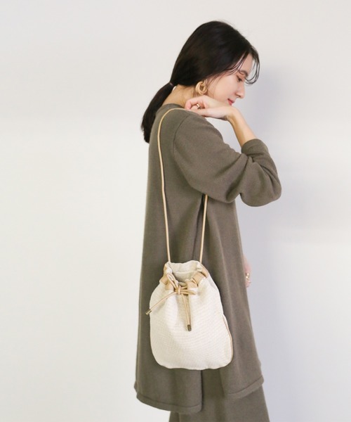 select MOCA（セレクトモカ）の「ジャガード巾着バック/コットンブレンドショルダーバック（ショルダーバッグ・レディース・ブラック/ベージュ・FREE）」の9枚目の写真