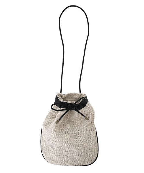 select MOCA（セレクトモカ）の「ジャガード巾着バック/コットンブレンドショルダーバック（ショルダーバッグ・レディース・ブラック/ベージュ・FREE）」の13枚目の写真