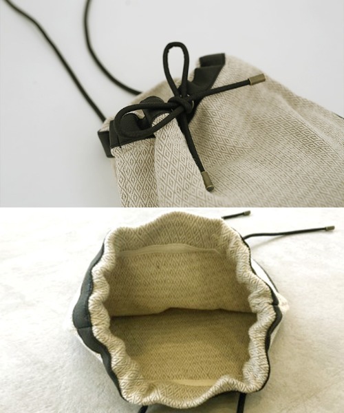 select MOCA（セレクトモカ）の「ジャガード巾着バック/コットンブレンドショルダーバック（ショルダーバッグ・レディース・ブラック/ベージュ・FREE）」の15枚目の写真
