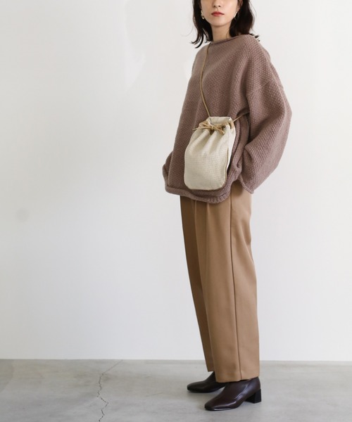 select MOCA（セレクトモカ）の「ジャガード巾着バック/コットンブレンドショルダーバック（ショルダーバッグ・レディース・ブラック/ベージュ・FREE）」の7枚目の写真