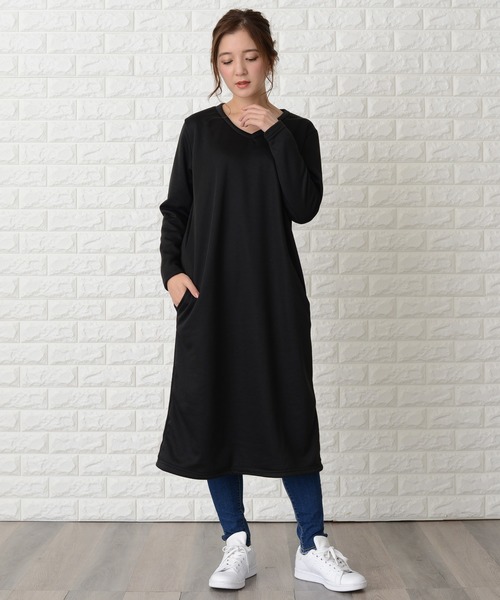 Lace Ladies(レースレディース)の「ゆったり裏起毛ふんわりあったか ロングワンピース(ワンピース・レディース・チャコールグレー/ライトグレー/ブラック/ネイビー/ブラック系その他/グレー系その他/ブルー系その他/グレー系その他2・M/L)」の3枚目の写真