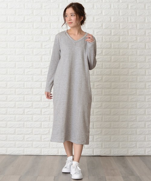 Lace Ladies(レースレディース)の「ゆったり裏起毛ふんわりあったか ロングワンピース(ワンピース・レディース・チャコールグレー/ライトグレー/ブラック/ネイビー/ブラック系その他/グレー系その他/ブルー系その他/グレー系その他2・M/L)」の6枚目の写真