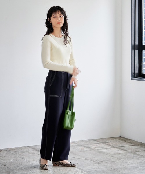 【ADAM ET ROPÉ】黒 バレエシューズ ADAM ET ROPE'（アダムエロペ）の「スクエアトゥバレエシューズ