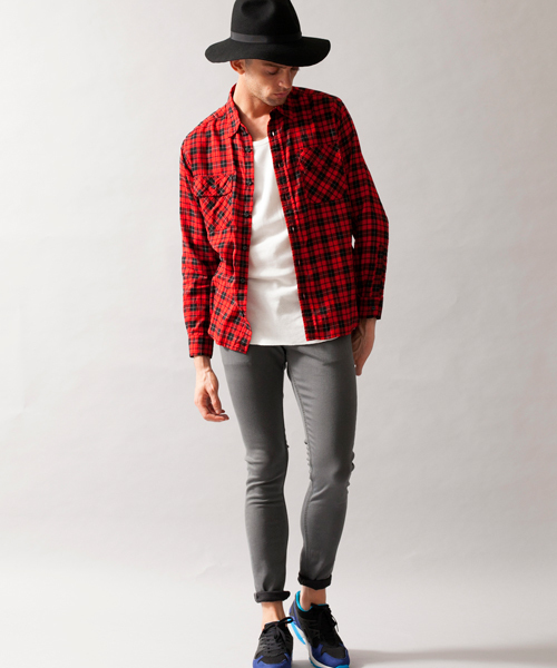 MONKEY TIME（モンキータイム）の「MT C/R/L チェック ワーク シャツ ◆（シャツ/ブラウス・メンズ・ダークグレー/レッド・MEDIUM/SMALL/LARGE）」の3枚目の写真