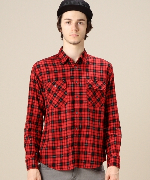 MONKEY TIME（モンキータイム）の「MT C/R/L チェック ワーク シャツ ◆（シャツ/ブラウス・メンズ・ダークグレー/レッド・MEDIUM/SMALL/LARGE）」の13枚目の写真