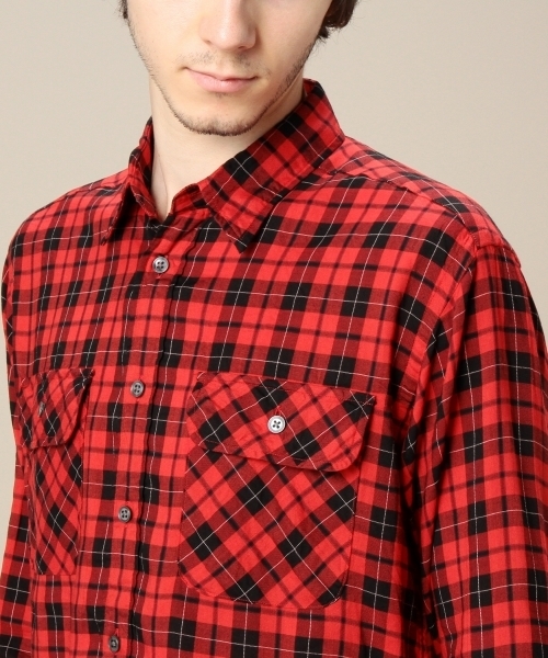 MONKEY TIME（モンキータイム）の「MT C/R/L チェック ワーク シャツ ◆（シャツ/ブラウス・メンズ・ダークグレー/レッド・MEDIUM/SMALL/LARGE）」の16枚目の写真