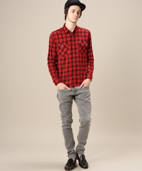 MONKEY TIME（モンキータイム）の「MT C/R/L チェック ワーク シャツ ◆（シャツ/ブラウス・メンズ・ダークグレー/レッド・MEDIUM/SMALL/LARGE）」の11枚目の写真
