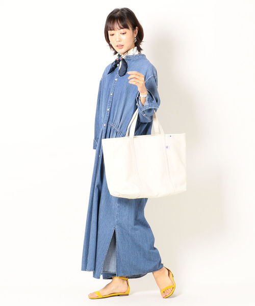 Healthy denim（ヘルシーデニム）の「Healthy DENIM:CHESTNUTデニムシャツワンピース◇（シャツワンピース・レディース・ブルー・SMALL）」の3枚目の写真