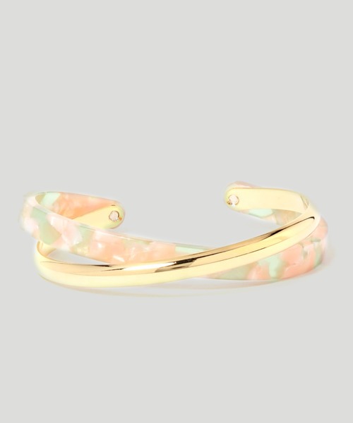 florist(フローリスト)の「マーブルアセチ×ゴールドのクロスバングル(バングル/リストバンド・レディース・ダークブラウン/ベージュ/ターコイズブルー/イエロー/アイボリー/クリア/ベビーピンク/サーモンピンク・FREE)」の8枚目の写真